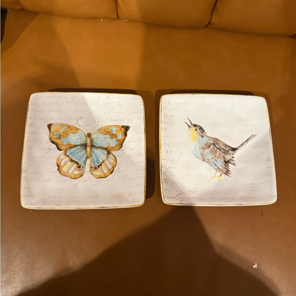 Pier 1 Blue and Brown Nature-Inspired Square Plates
